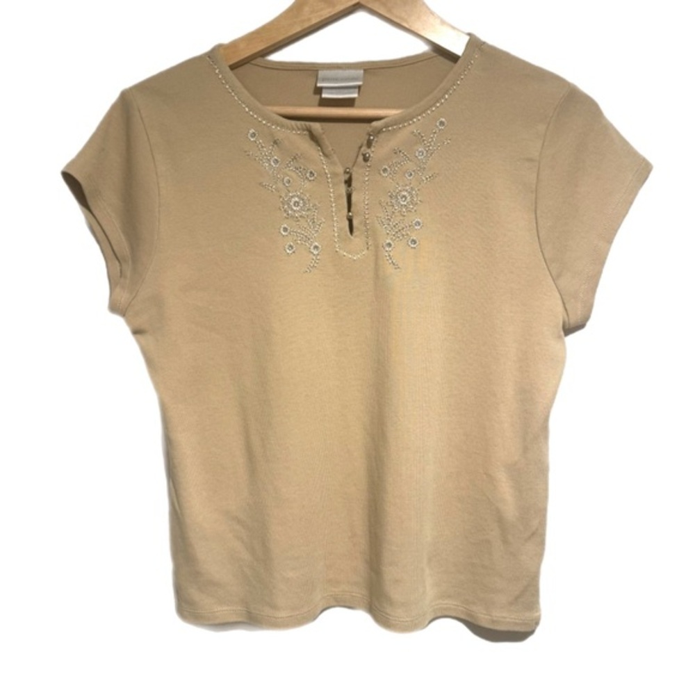 90s/ Y2K 100% Cotton Short Sleeve Floral Detailing Baby Tee